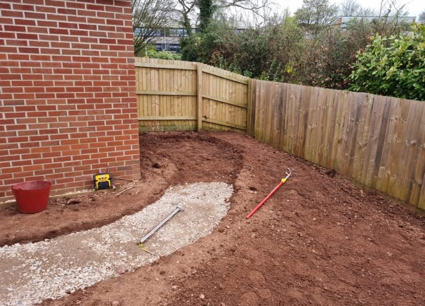 Garden path being created